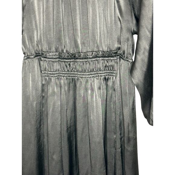 A Piece Apart Midi Dress 4 Witchy Gothic Gypsy Smocked Wednesday Pleated Black - Picture 8 of 13